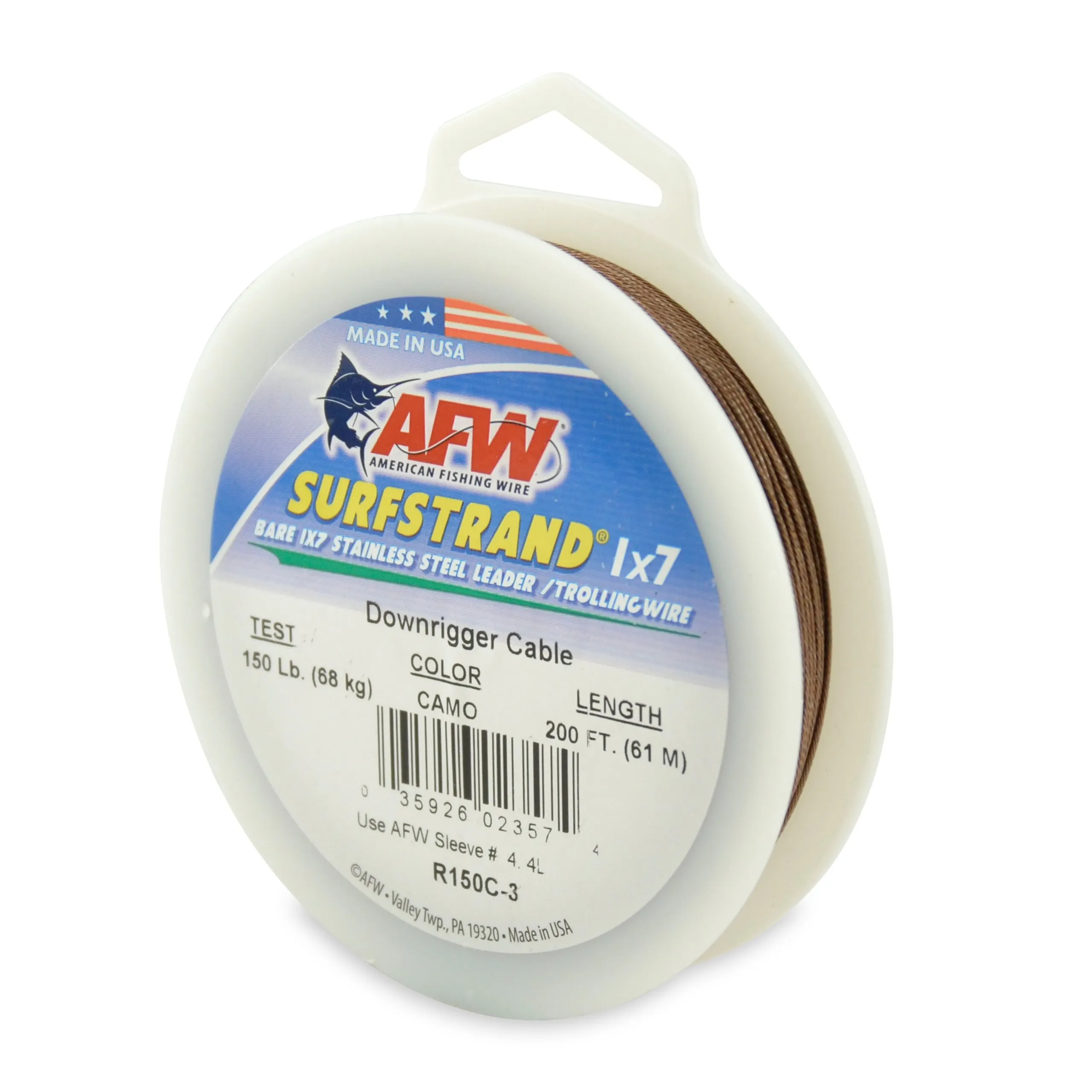 American Fishing Wire Surfstrand 1x7 Stainless Steel Downrigger Wire 150lb Test 150ft