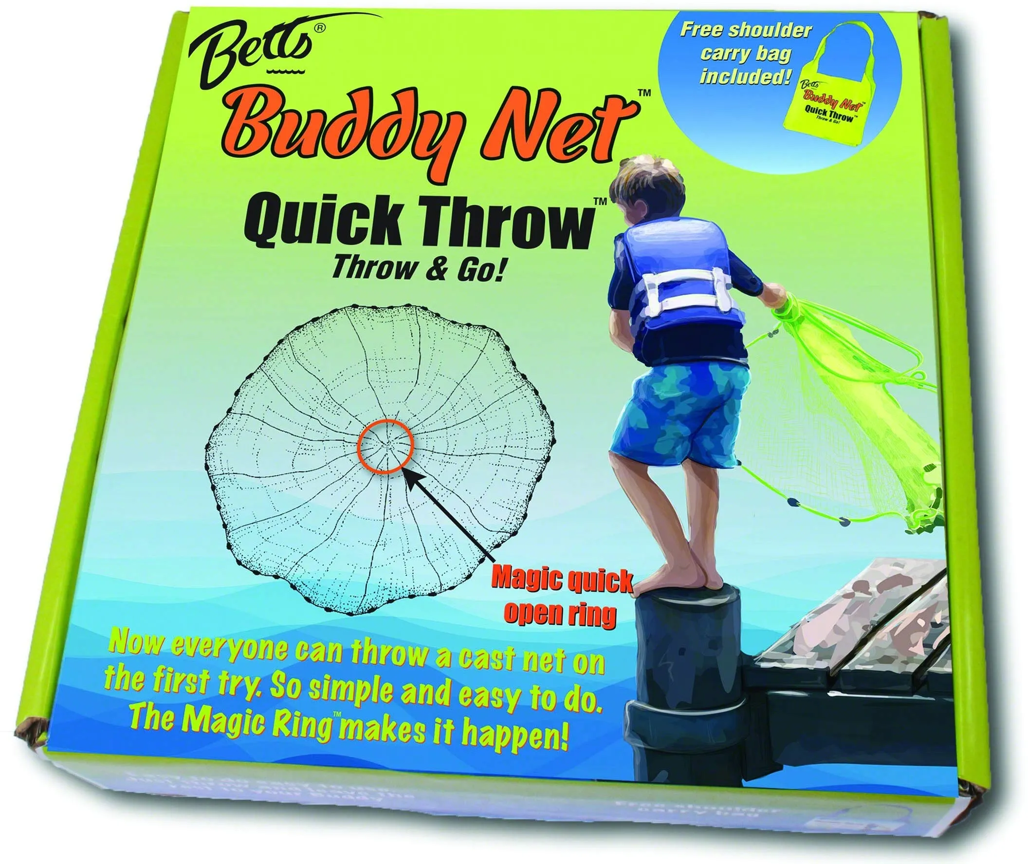 Betts CH35-I-EZ Buddy Throw Net 3' Chartreuse for Easy Fishing