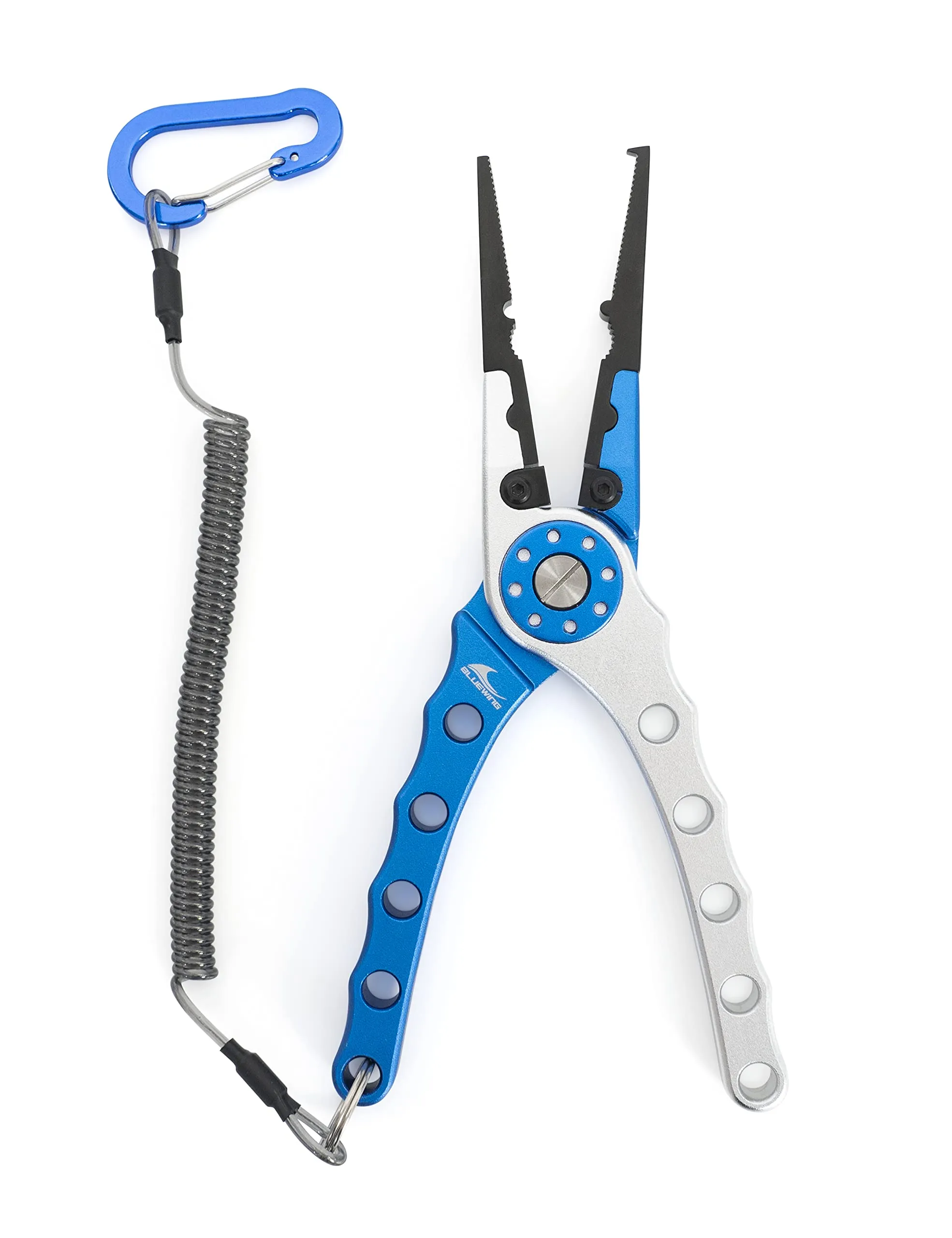 BLUEWING 8' Aluminum Fishing Pliers with Coiled Lanyard, Multi-Function Saltwater Tool