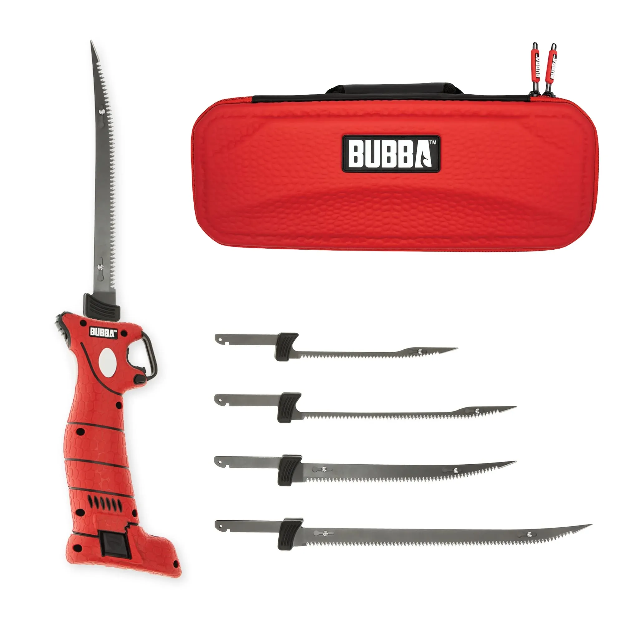 BUBBA Li-Ion Electric Fillet Knife with Non-Slip Grip, 4 Non-Stick Blades, Charger & Case