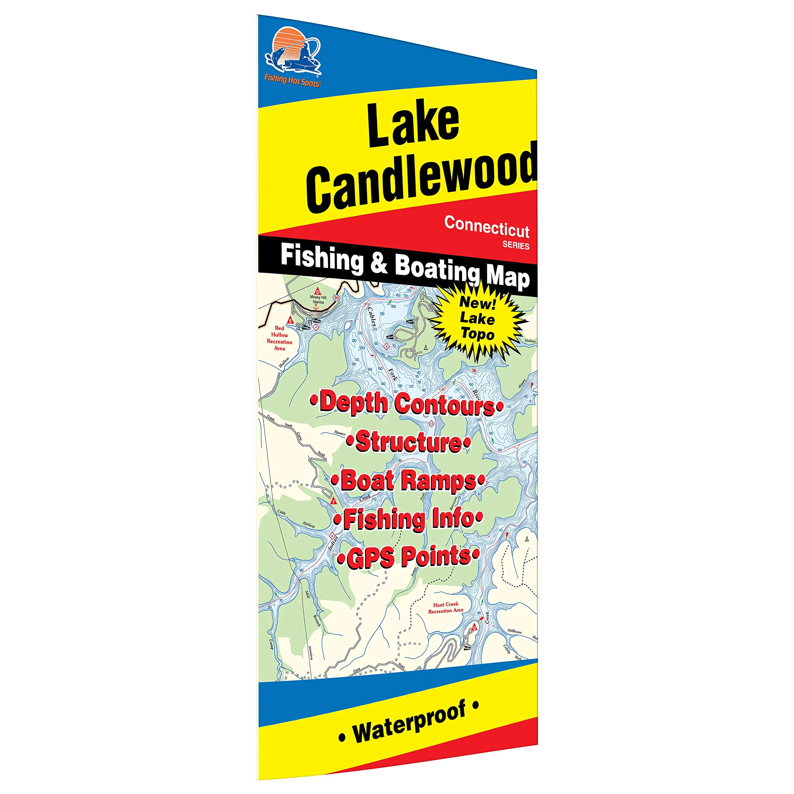 Candlewood Lake Fishing Map - Trophy Trout Lake, Waterproof Material, Expertly Researched Access