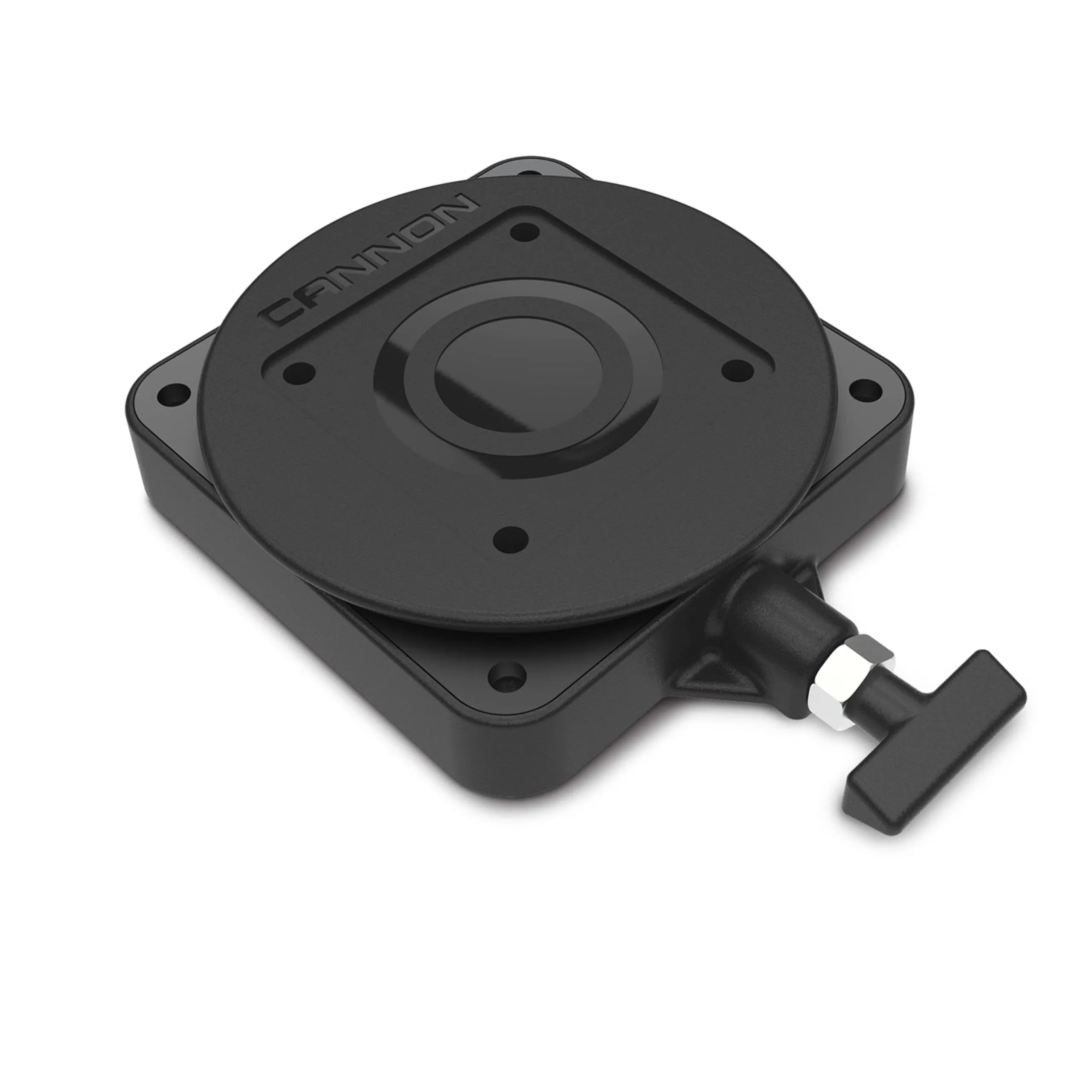 Cannon 2207003 Low-Profile Swivel Downrigger Mounting Base - 360° Rotation, Black Composite