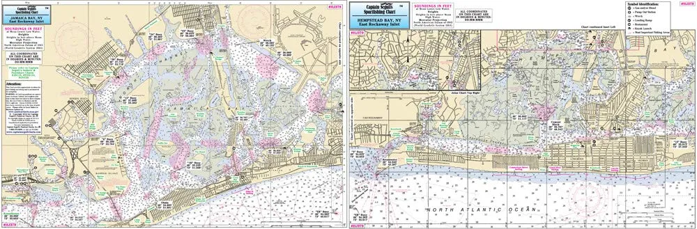 Captain Segull Inshore Fishing Chart 12'x18' - Hempstead & Jamaica Bays, NY, Double-sided