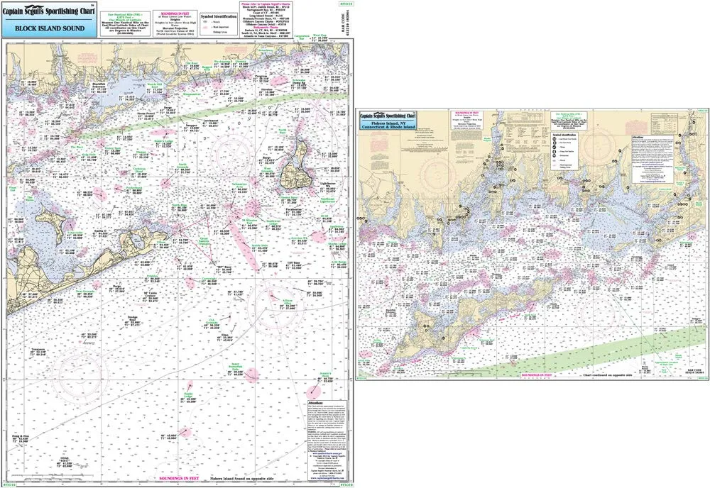 Captain Segull's Nautical Chart for Fishers Island & Block Island Sound, Laminated 19.5'x26.5'