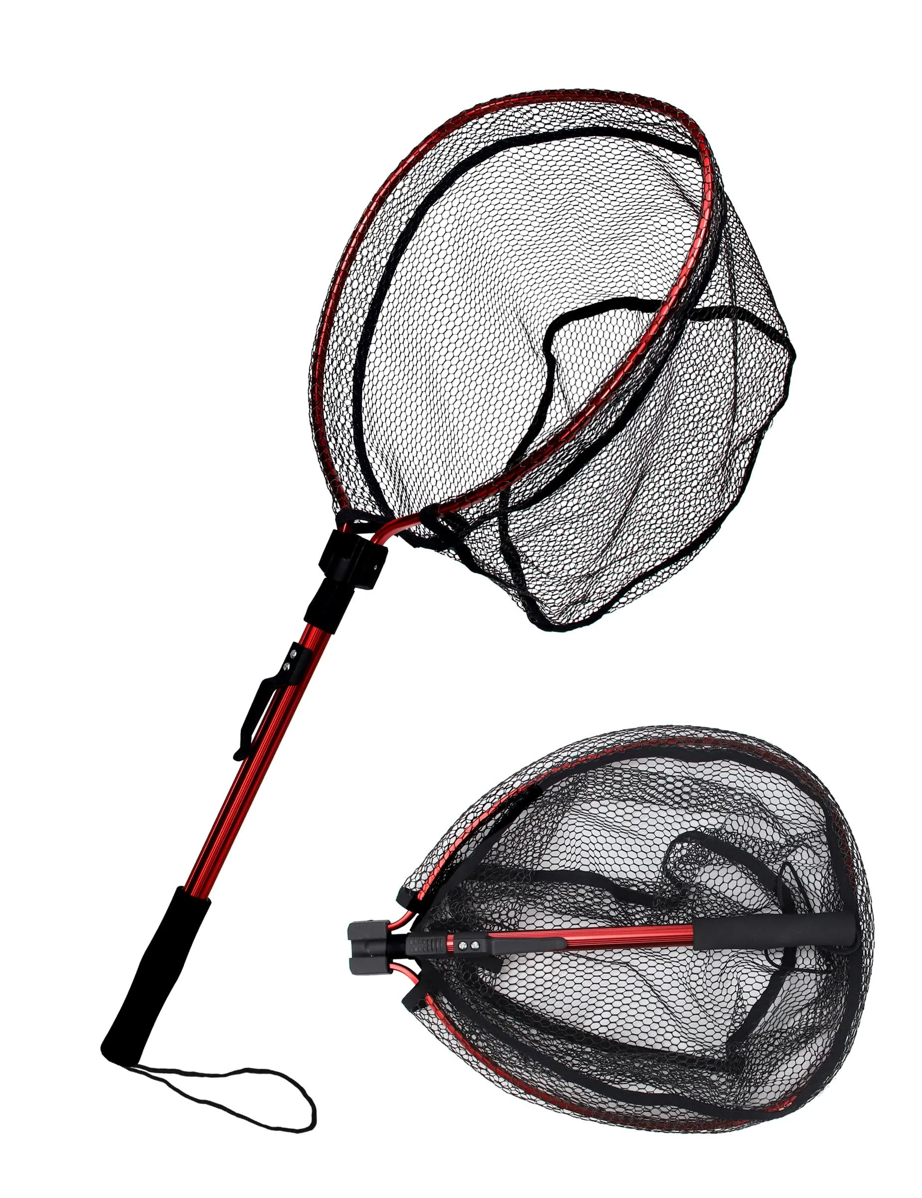 Collapsible Rubber Fishing Net for Freshwater & Saltwater, 12.5x14.5in, Lightweight Aluminum Handle