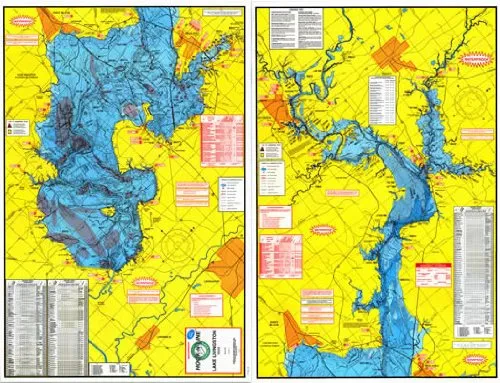 F106 Lake Livingston Waterproof Fishing Map with Slip Cover by Hook-N-Line