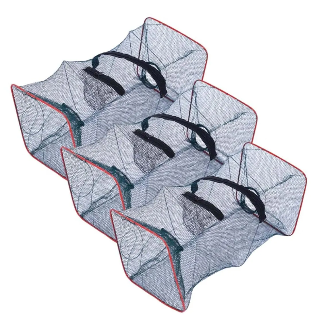 Fishing Bait Trap 3PCS - Collapsible Crab, Lobster, Shrimp Net, Durable Nylon, 50x20x20cm