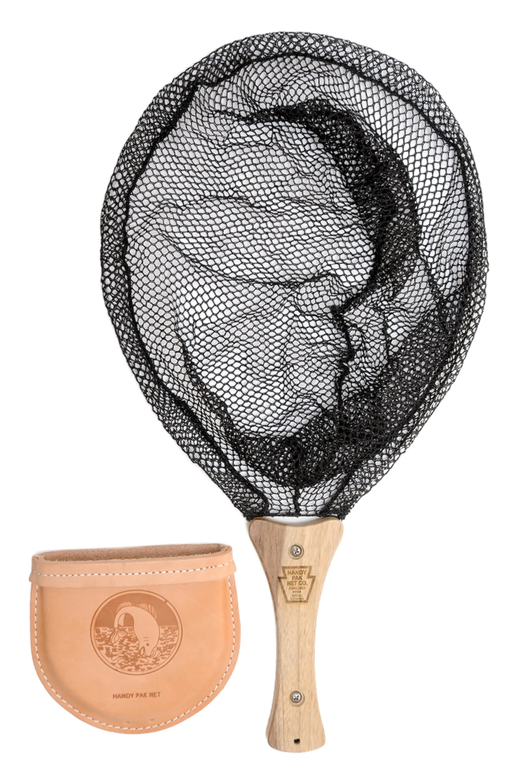 Fly Fishing Foldable Gear Teak Wood with Leather Pouch - Lightweight Collapsible Net