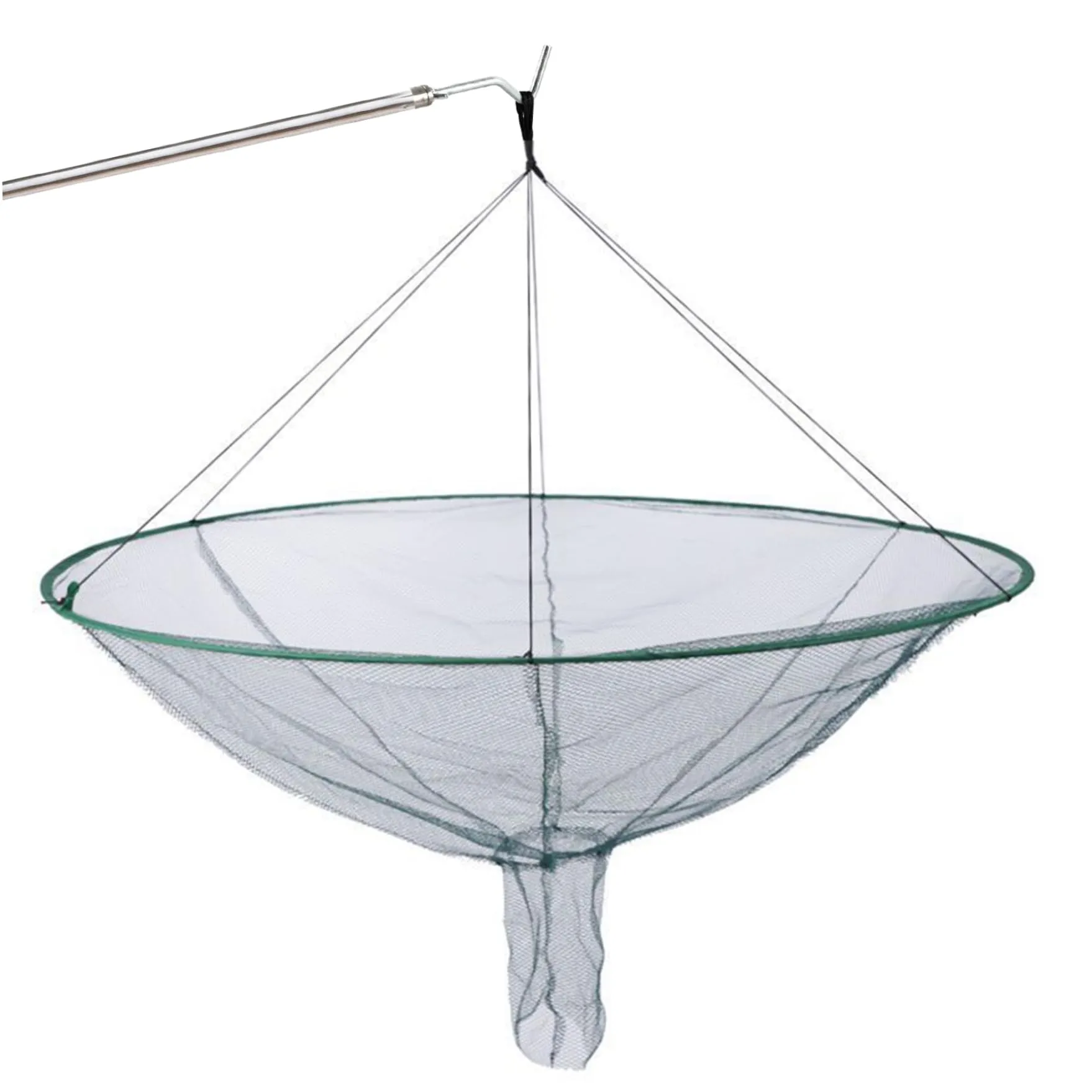 Foldable 39in Fishing Net with Dual Line, Heavy-Duty Crab & Shrimp Catcher, Green Mesh