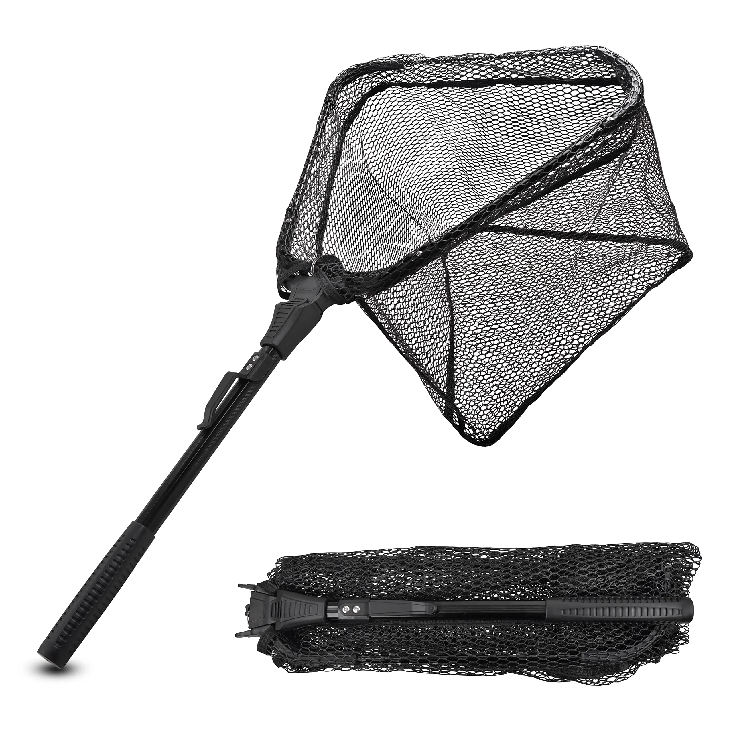 Folding Fishing Landing Net with Telescopic Pole Handle - Durable, Lightweight, Collapsible Design