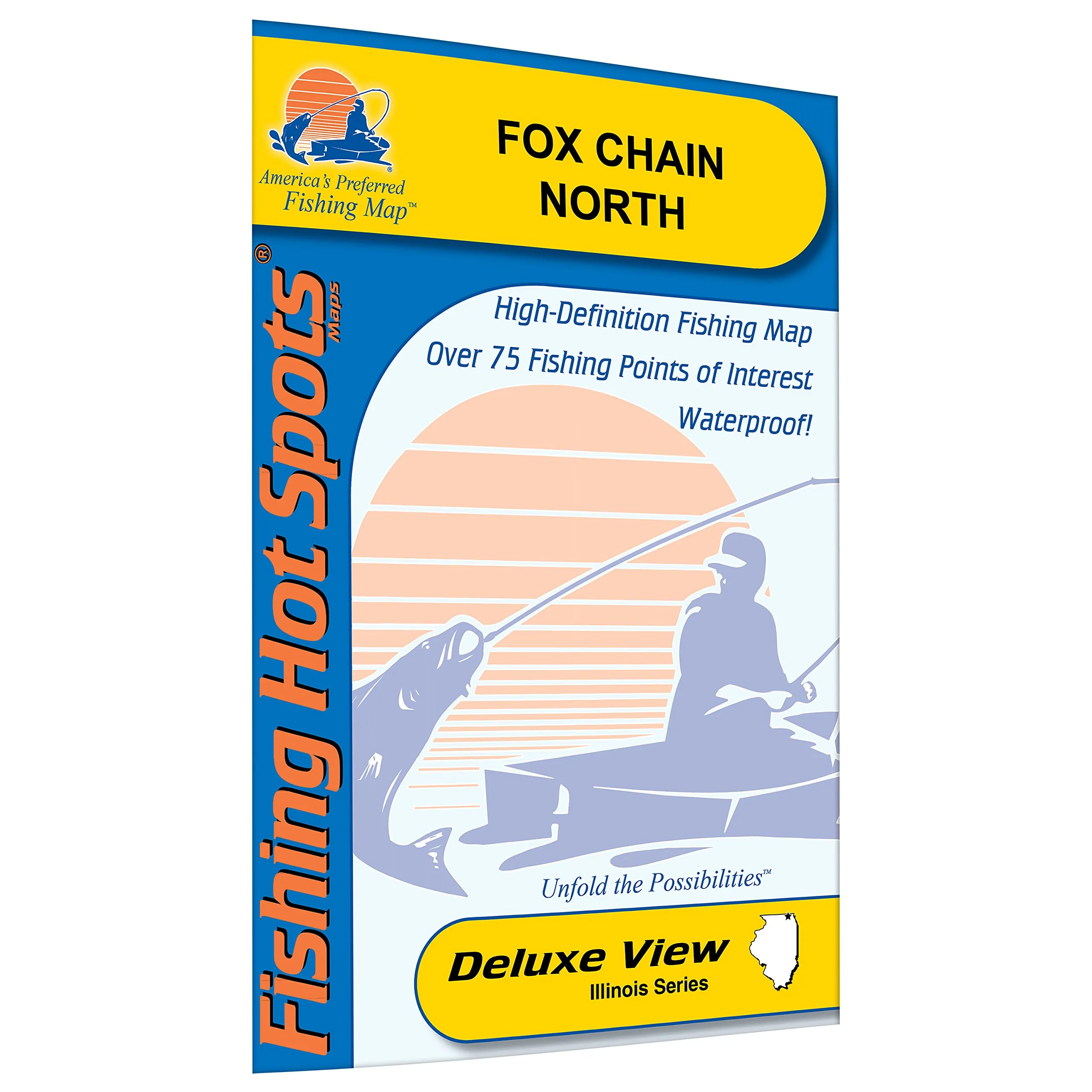 Fox Chain-North Fishing Map - Durable Waterproof Material, Expertly Researched Fishing Areas