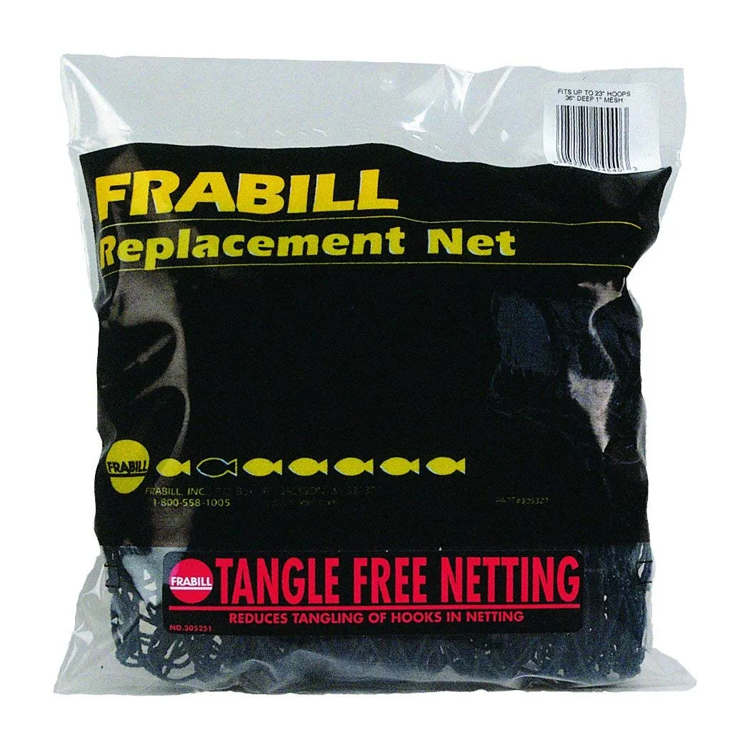 Frabill Rubber Replacement Fishing Net 23'x26', Knot-Free Black Mesh, Durable Thermoplastic