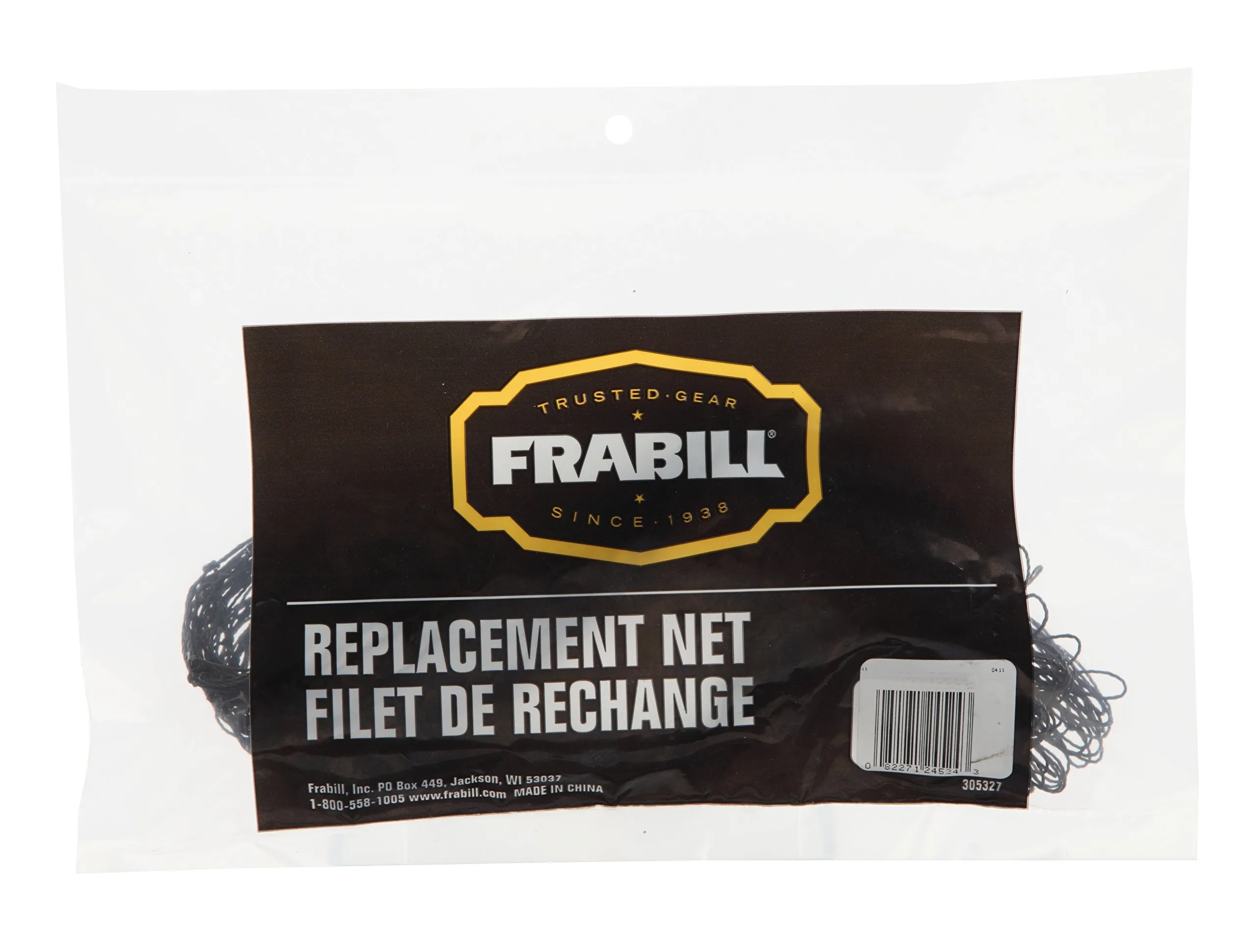 Frabill Tangle-Free Knotless Replacement Net, Black, 32'x41', Compatible with Power Catch Series