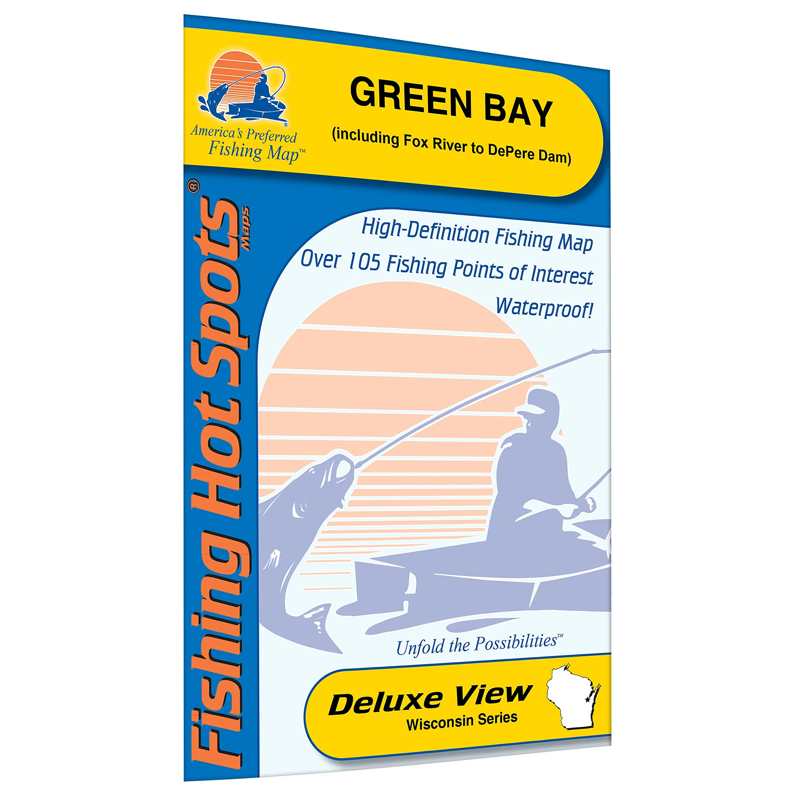 Green Bay Fishing Map - Trophy Walleye & Smallmouth Bass, Waterproof, Durable