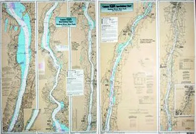 Hudson River Fishing Chart 19.5'x26.5' - Laminated Nautical Navigation by Captain Segull's