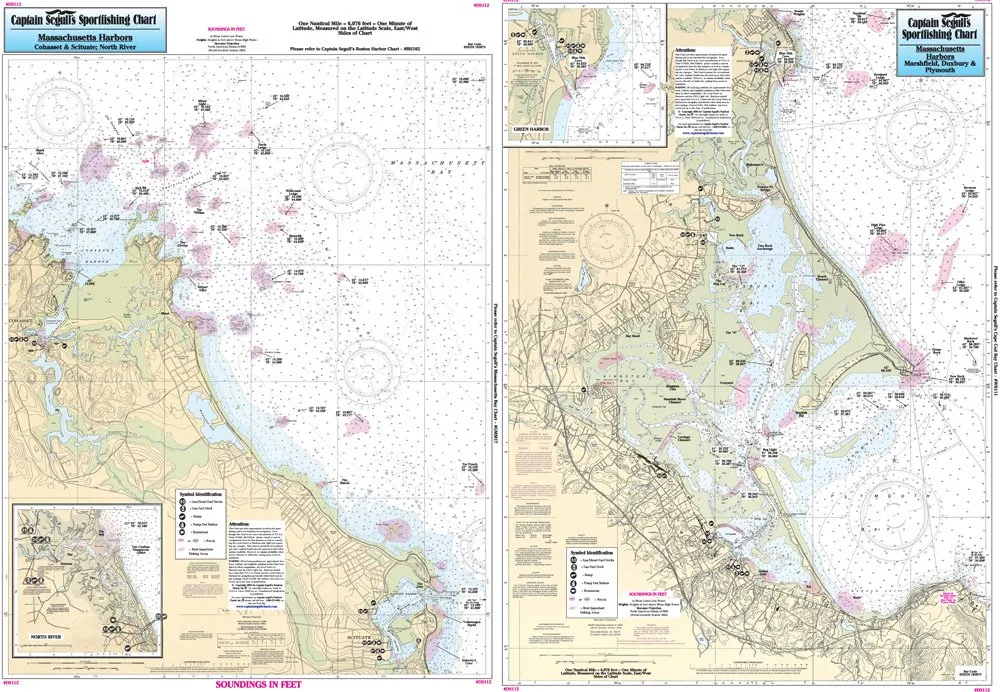 Inshore Fishing Chart: Laminated Navigation Map from Cohasset to Manomet, MA – 19.5'x26.5'