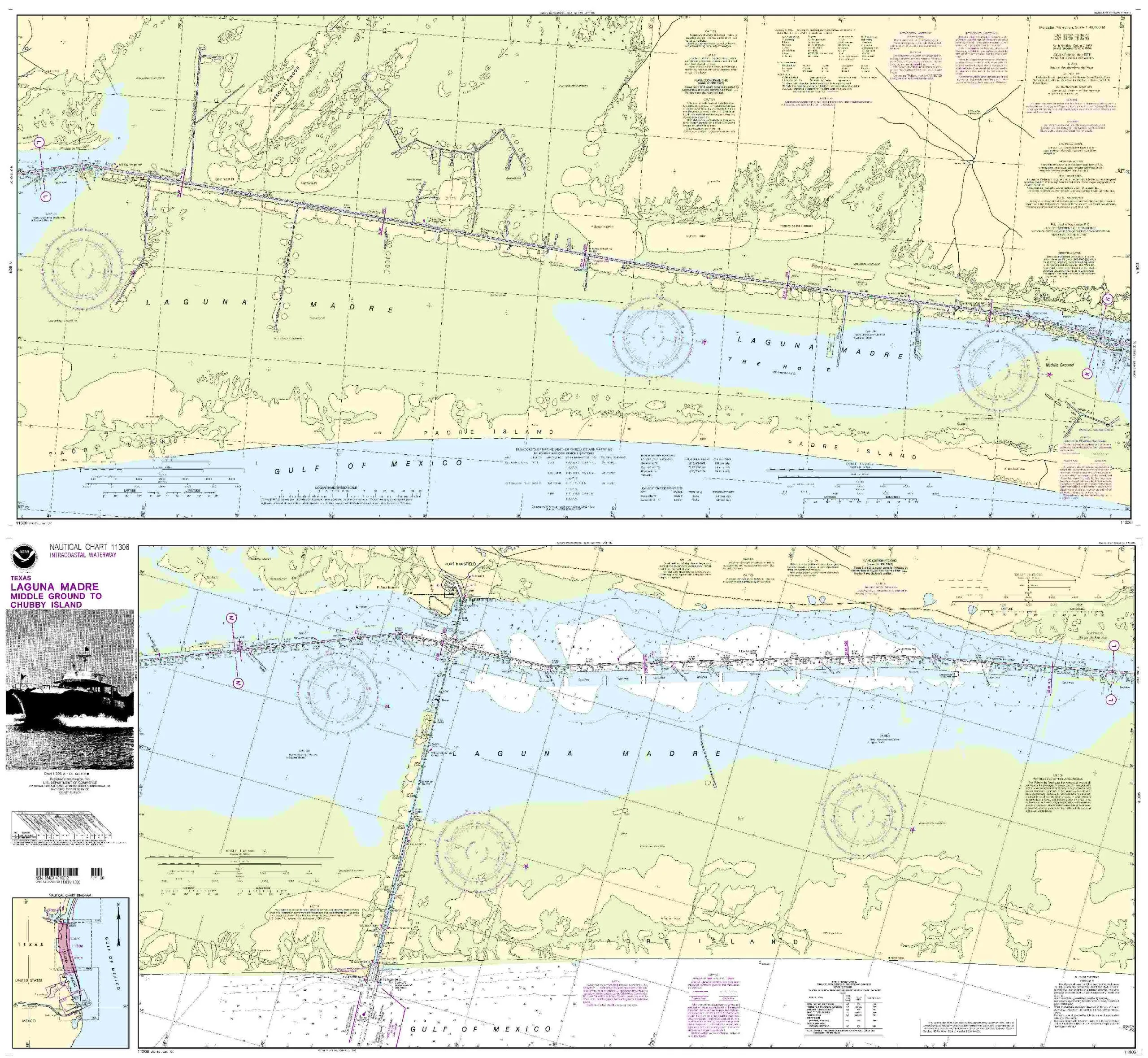 Intracoastal Waterway Chart 11306 Laguna Madre Middle Ground to Chubby Island by NOAA