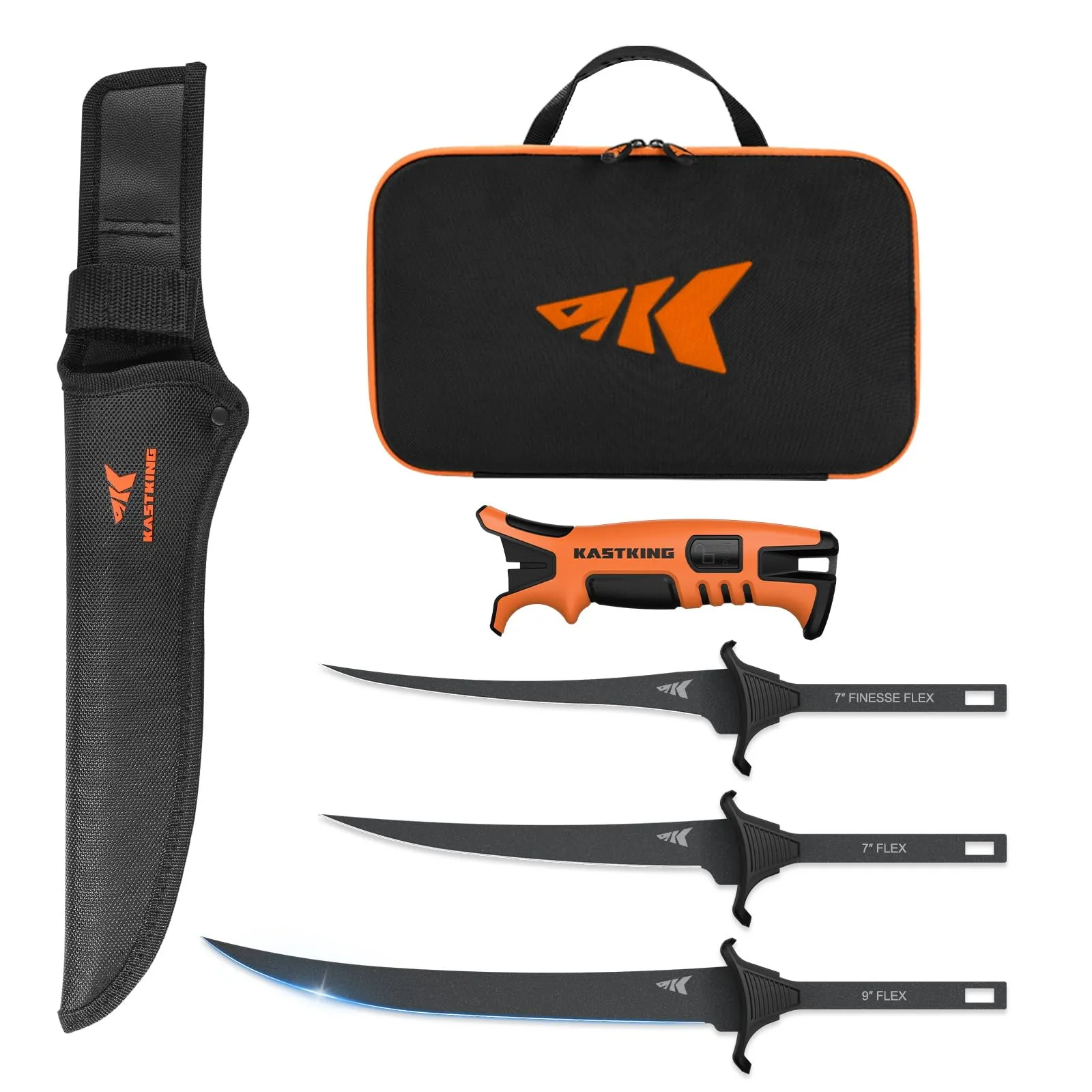 KastKing Interchangeable 3-Blade Fillet Knife Kit - Stainless Steel, Ergonomic Handle, Saltwater Safe