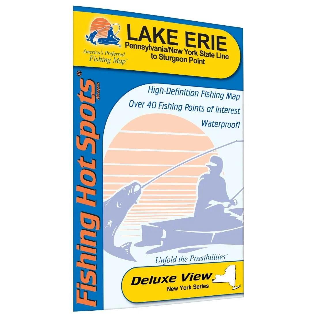 Lake Erie Fishing Map - Eastern Basin NY/PA Line with Walleye & Trout Details