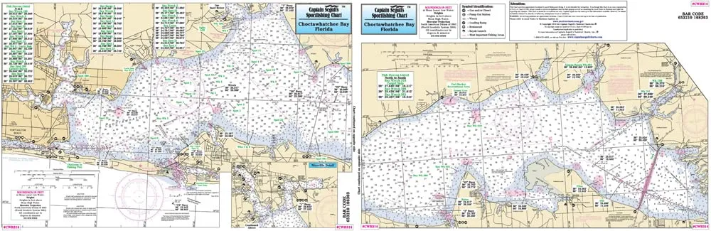 Laminated Nautical Fishing Chart for Choctawhatchee Bay, 12'x18' by Captain Segull's