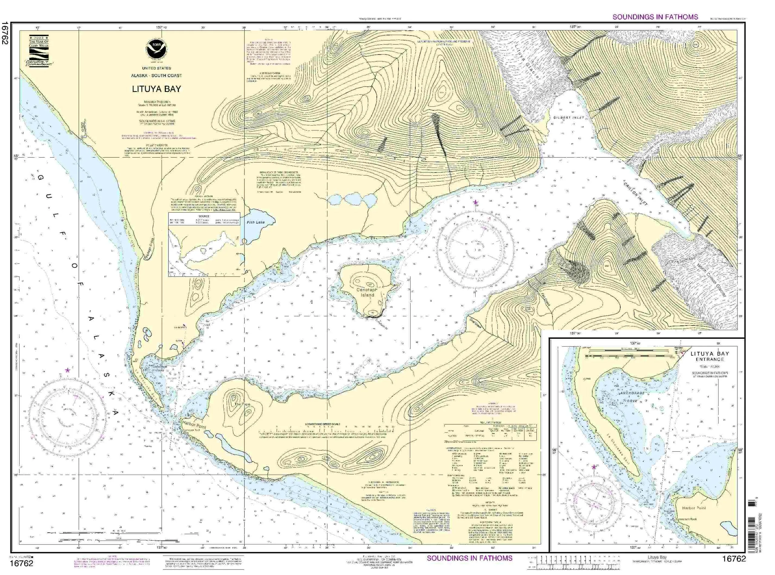 Lituya Bay Nautical Chart - NOAA Approved, Up-to-Date OceanGrafix, Meets SOLAS Requirements