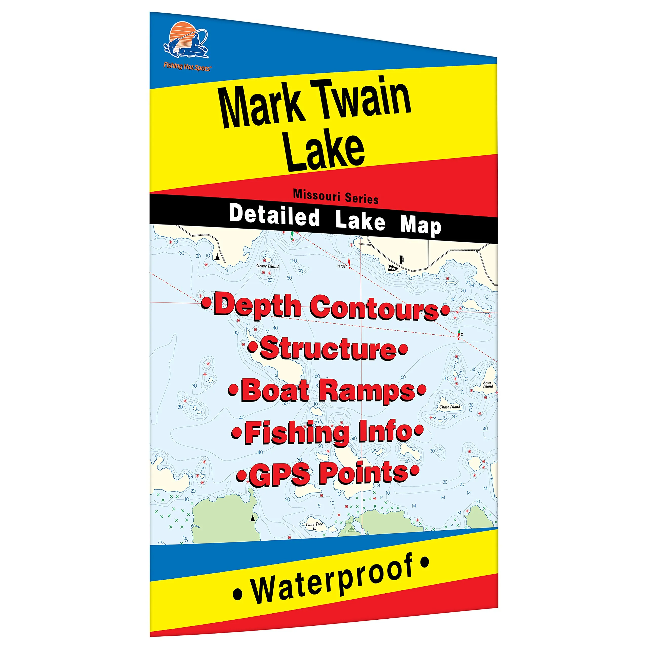 Mark Twain Lake Fishing Map – Waterproof, Durable, Expertly Researched, Largemouth Bass, Crappie