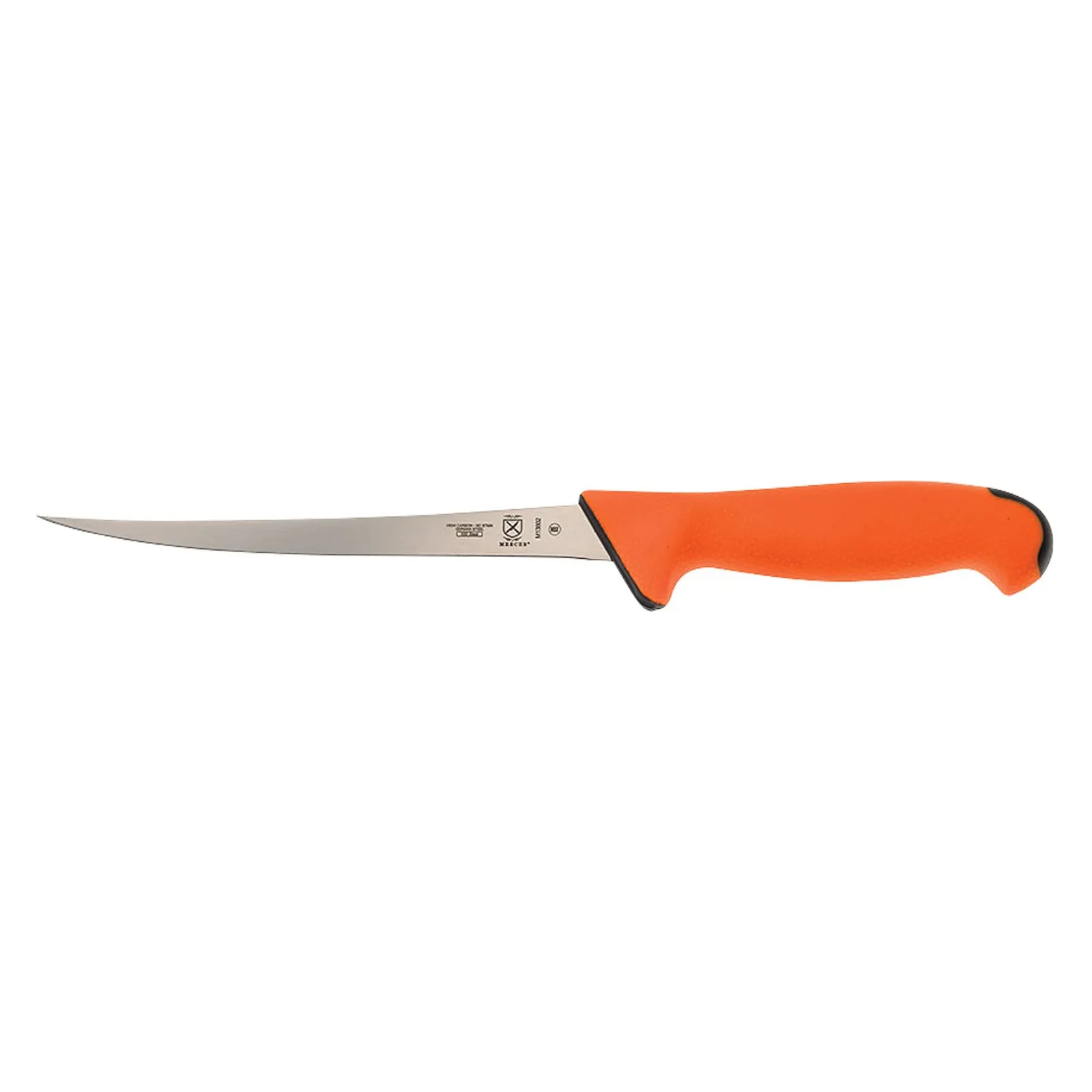 Mercer Culinary 7' Narrow Fillet Knife, Orange Handle, Precision-Forged High-Carbon Steel