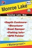 Monroe Lake Waterproof Fishing Map - Indiana's Largest Lake with Contours & Fishing Spots