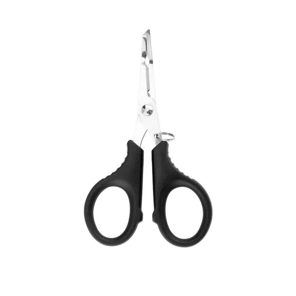 Multifunctional Fishing Plier Hook Remover Cutter Scissors, Durable Stainless Steel, Black