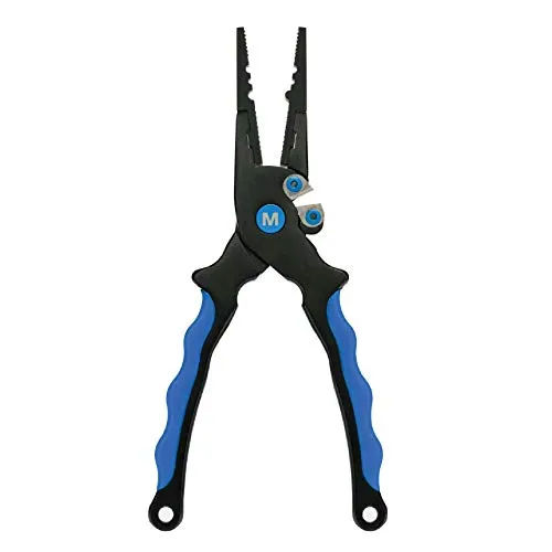 Mustad Aluminum Fishing Plier 6.3' with Sheath, Durable Stainless Steel Jaws & Cutter, Blue