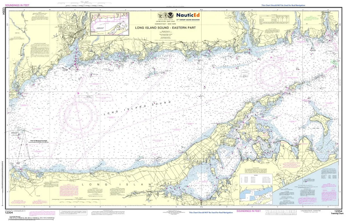 NauticEd Long Island Sound Training Chart 12354 for Coastal Navigation