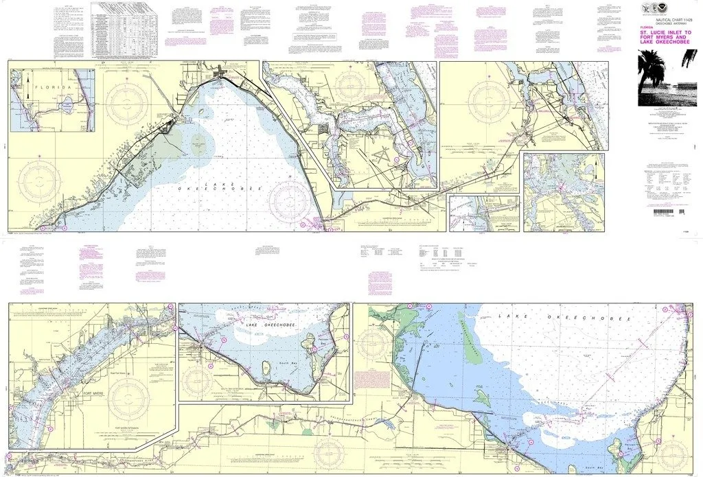 NOAA Chart 11428: Okeechobee Waterway to Fort Myers; Up-to-Date Nautical Chart