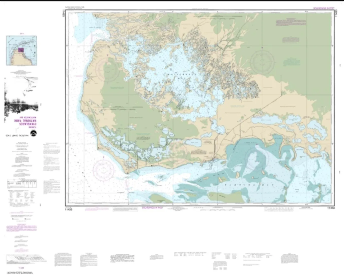 NOAA Chart 11433 - Everglades National Park Water-Resistant Map by East View Geospatial