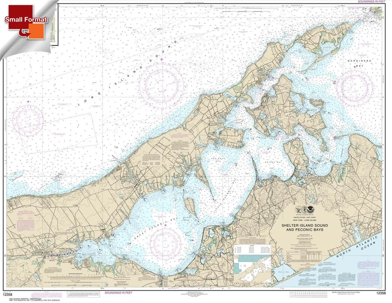 NOAA Chart 12358: Shelter Island Sound & Peconic Bays, 21'x27' Waterproof Small Format