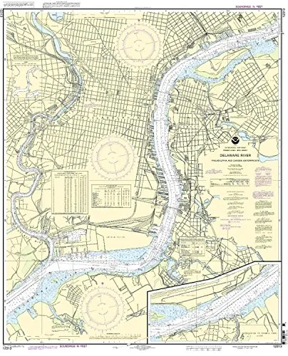 NOAA Philadelphia/Camden Waterfront Nautical Chart 1:15000 Scale, 41.48'' H x 34.28'' W