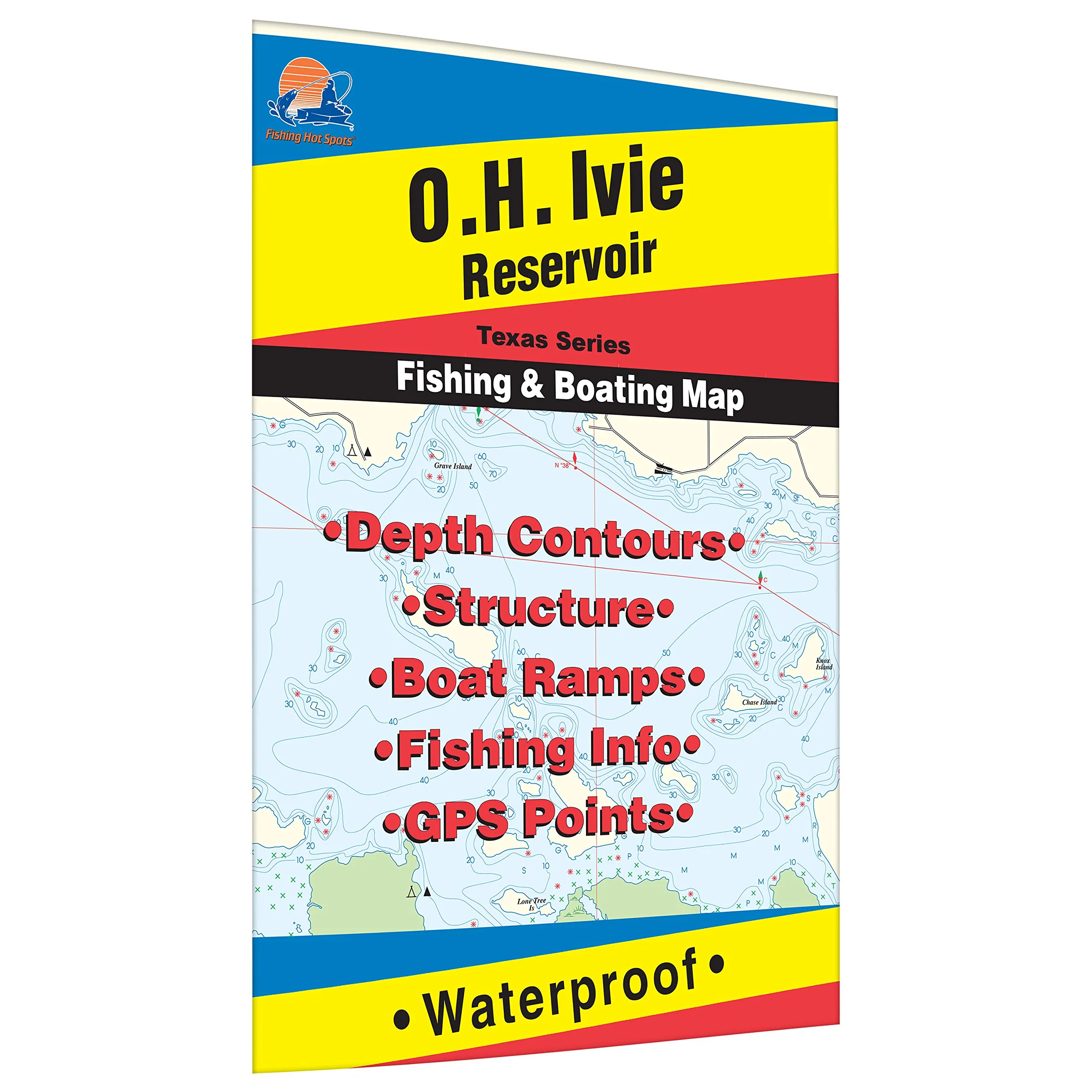 O.H. Ivie Reservoir Fishing Map - Durable Waterproof, Expertly Researched, Largemouth & Crappie Fishing