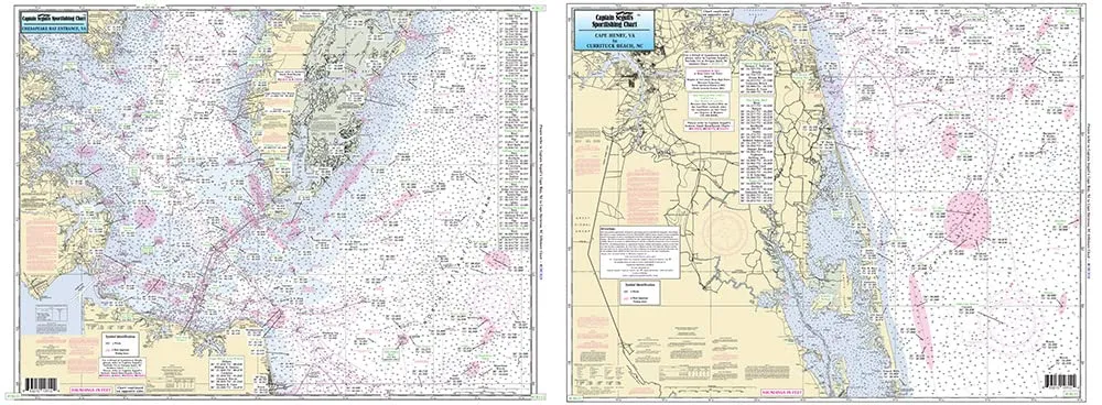 Off Coastal Lower Chesapeake Bay Laminated Fishing Chart CBL22 by Captain Segull 19.5x26.5