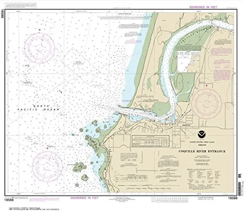 Paradise Cay NOAA Chart 18588 Coquille River Entrance 25.1'x28.9' Water-Resistant Quality