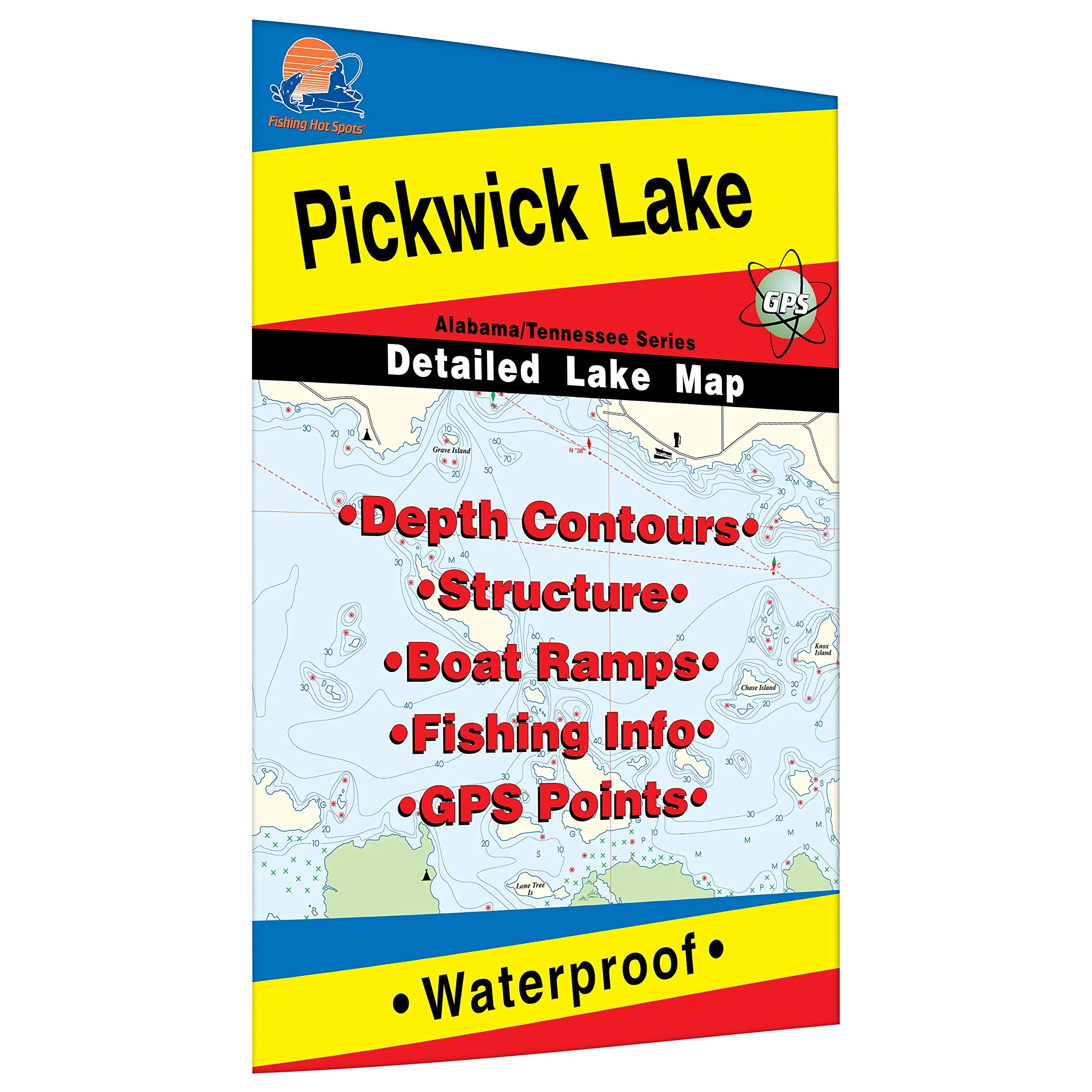 Pickwick Lake Fishing Map - Trophy Smallmouth & Largemouth Fishing, Waterproof, Durable Material