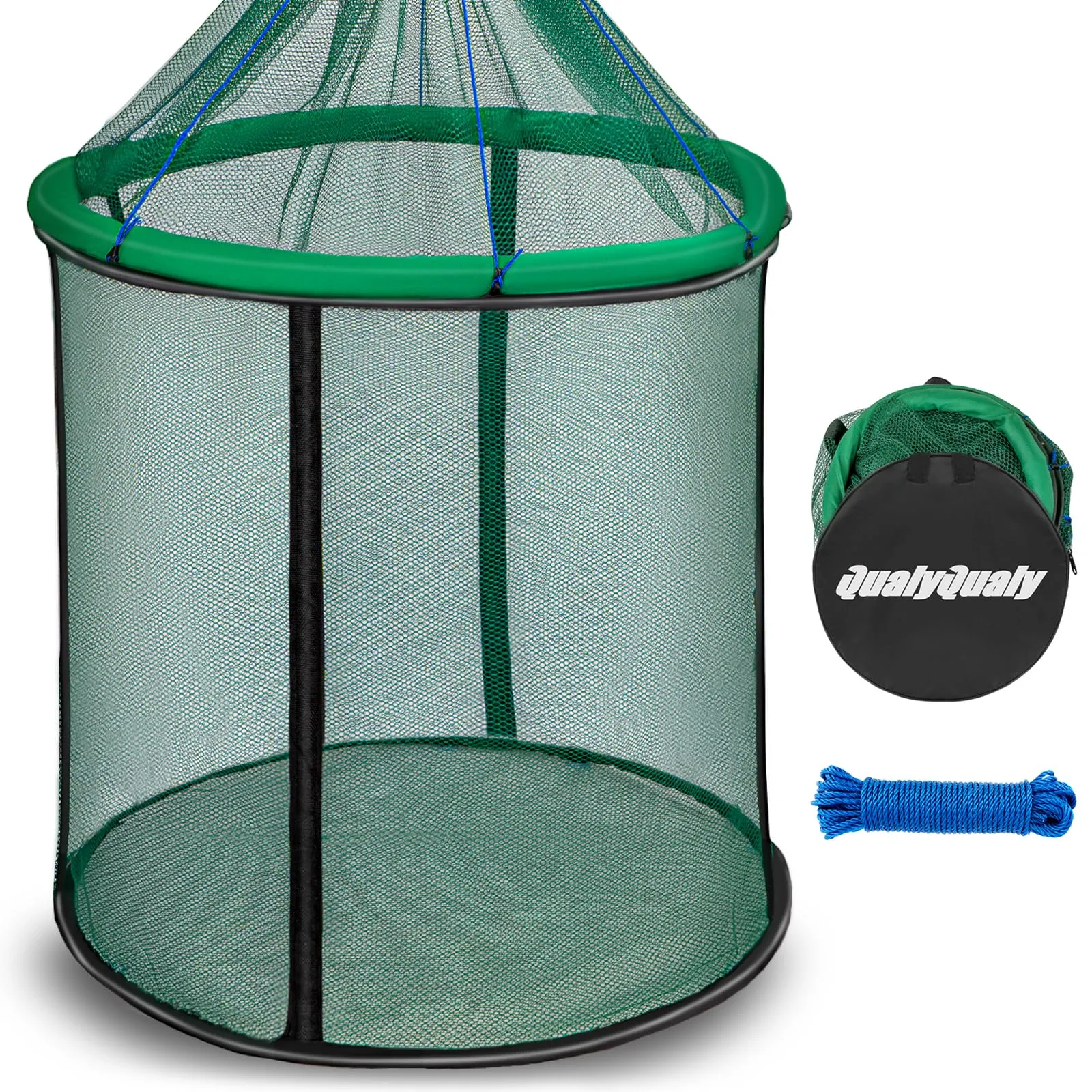 QualyQualy Extra-Large Floating Fish Basket - Collapsible Mesh Fishing Holder - 31.4' Diameter