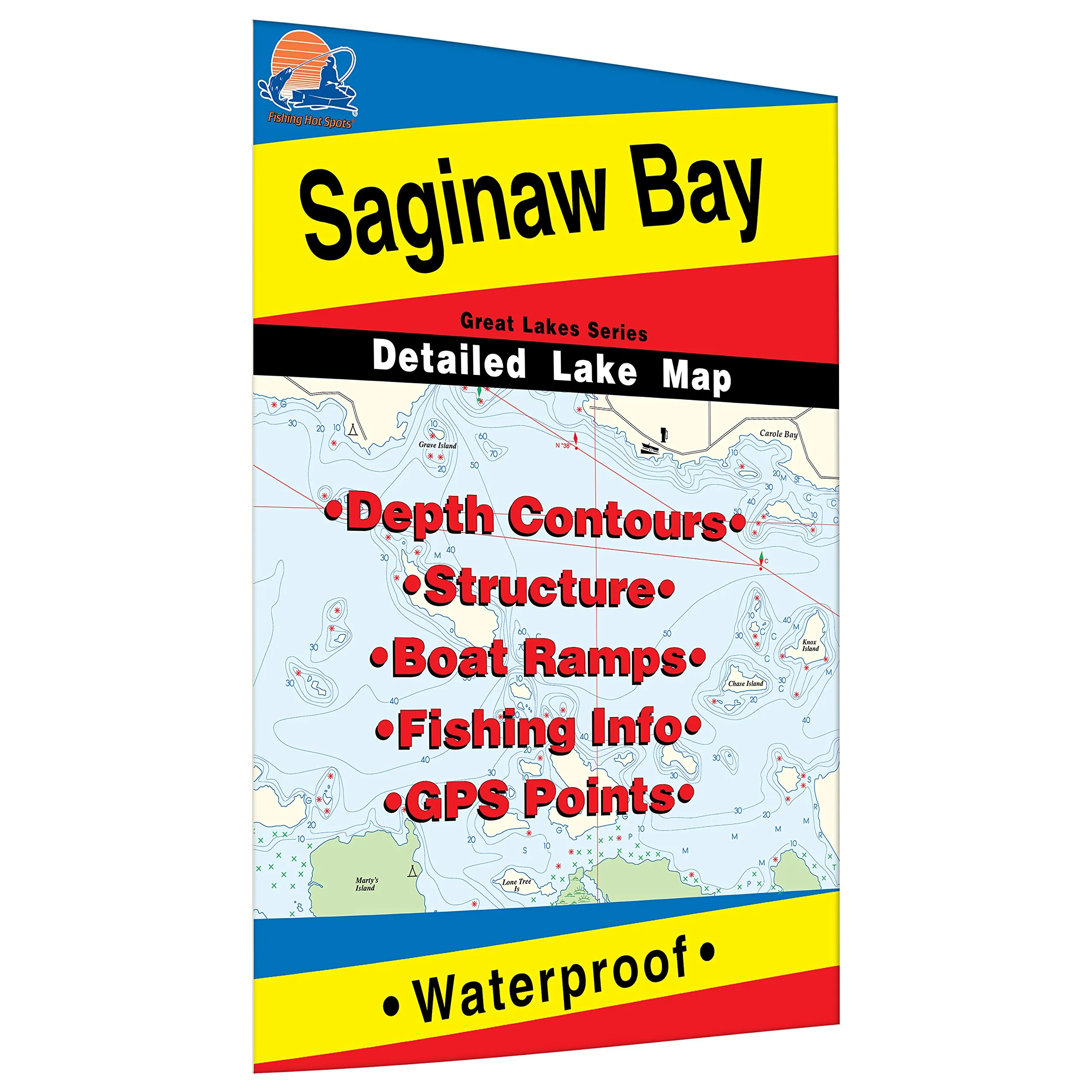 Saginaw Bay Fishing Map - Durable Waterproof, Expertly Researched Walleye Fishing Areas Included