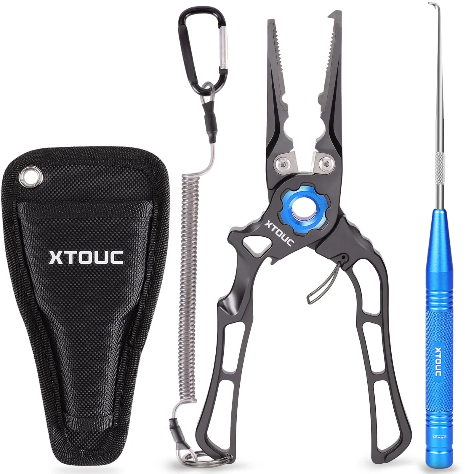 Saltwater Fishing Pliers with Titanium Alloy Jaw, Quick Hook Removal, 7.5' Lightweight Design