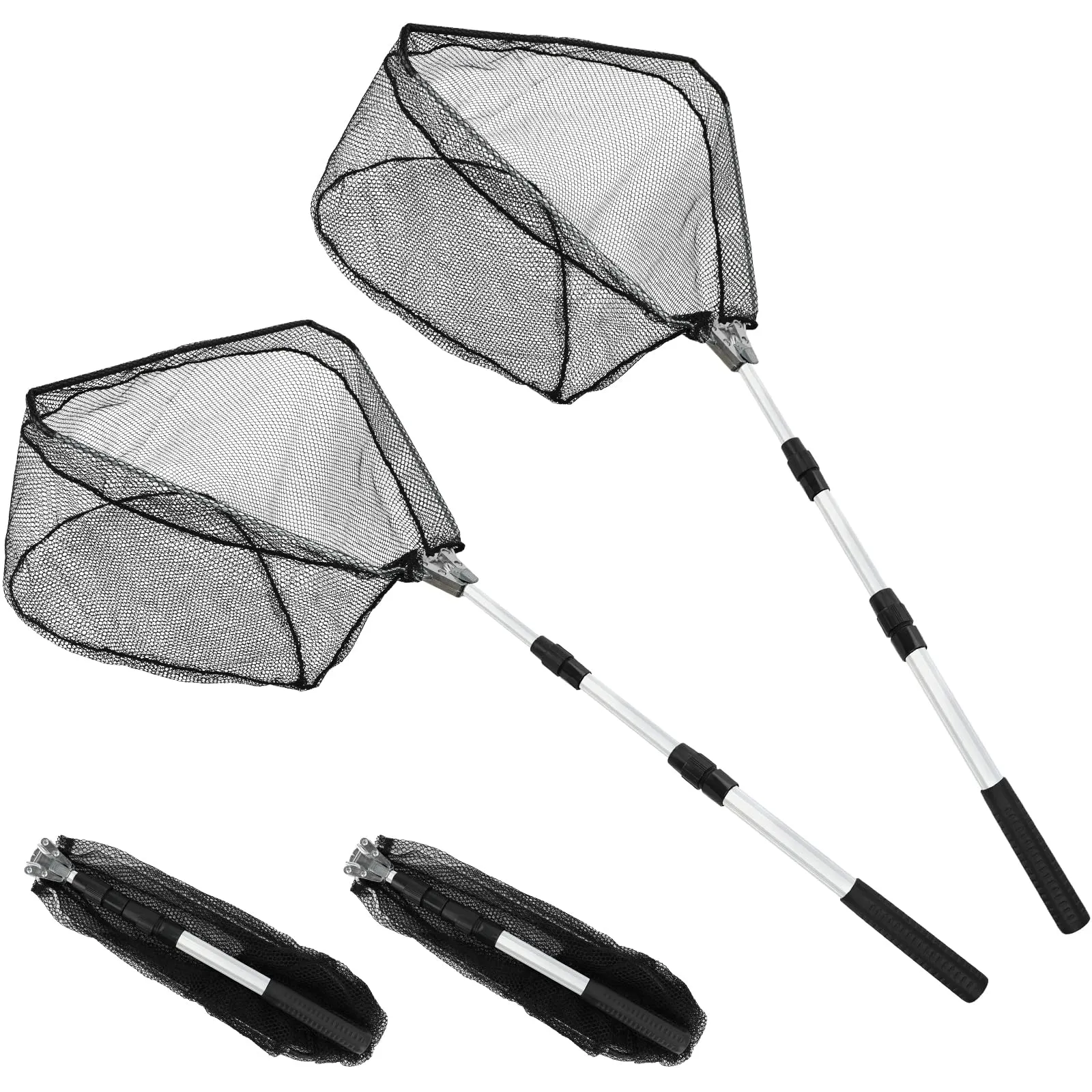 SANLIKE 2PCS Folding Fishing Net, 46.9in Telescoping Lightweight for Freshwater Fly Fishing