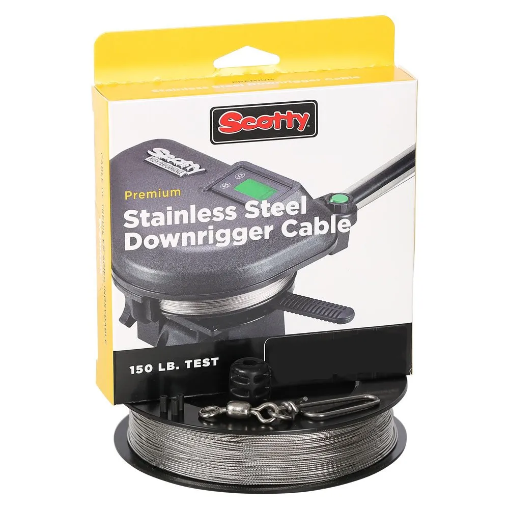 Scotty #1001K Premium Stainless Steel Replacement Downrigger Cable Kit, 300 Feet, Black