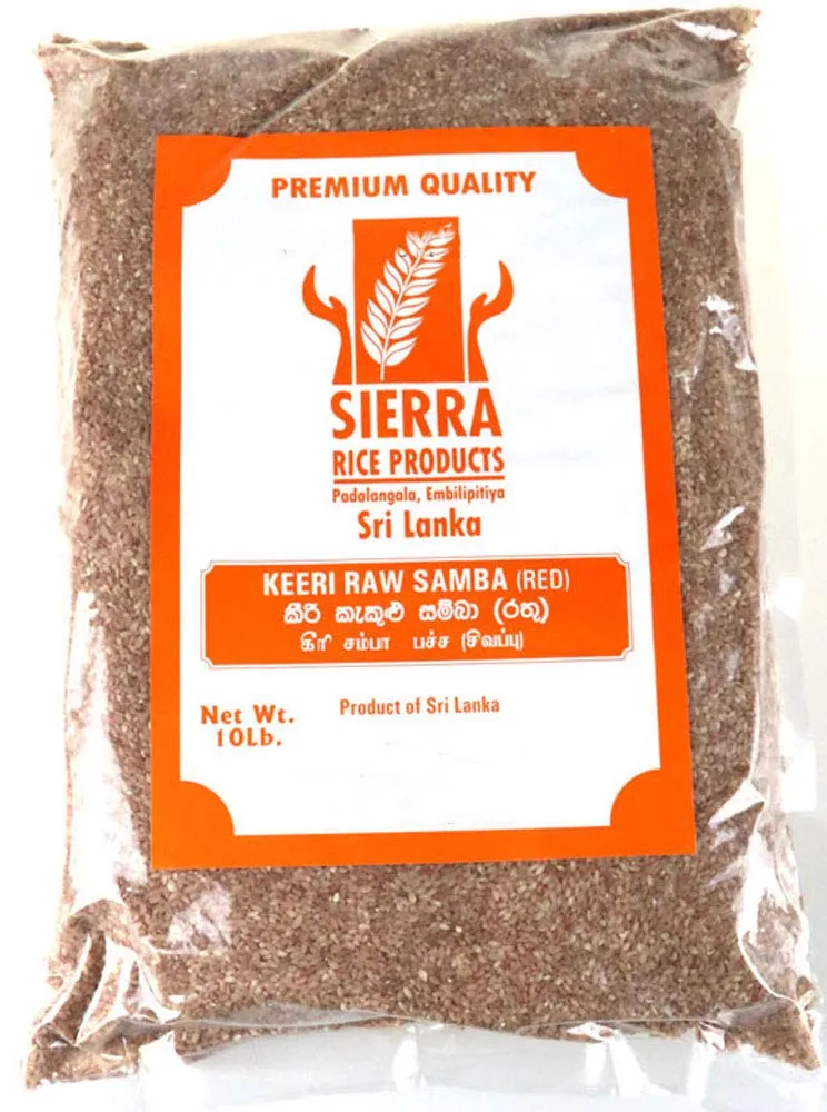 Sierra Red Raw Keeri Samba Rice 10LB (4.5kg) - Authentic Sri Lankan Quality