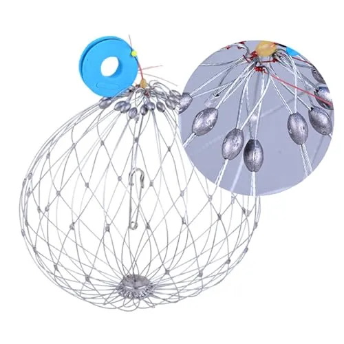 Steel Wire Fishing Trap Net for Saltwater Fishing, Automatic Open/Close, Durable & Reliable