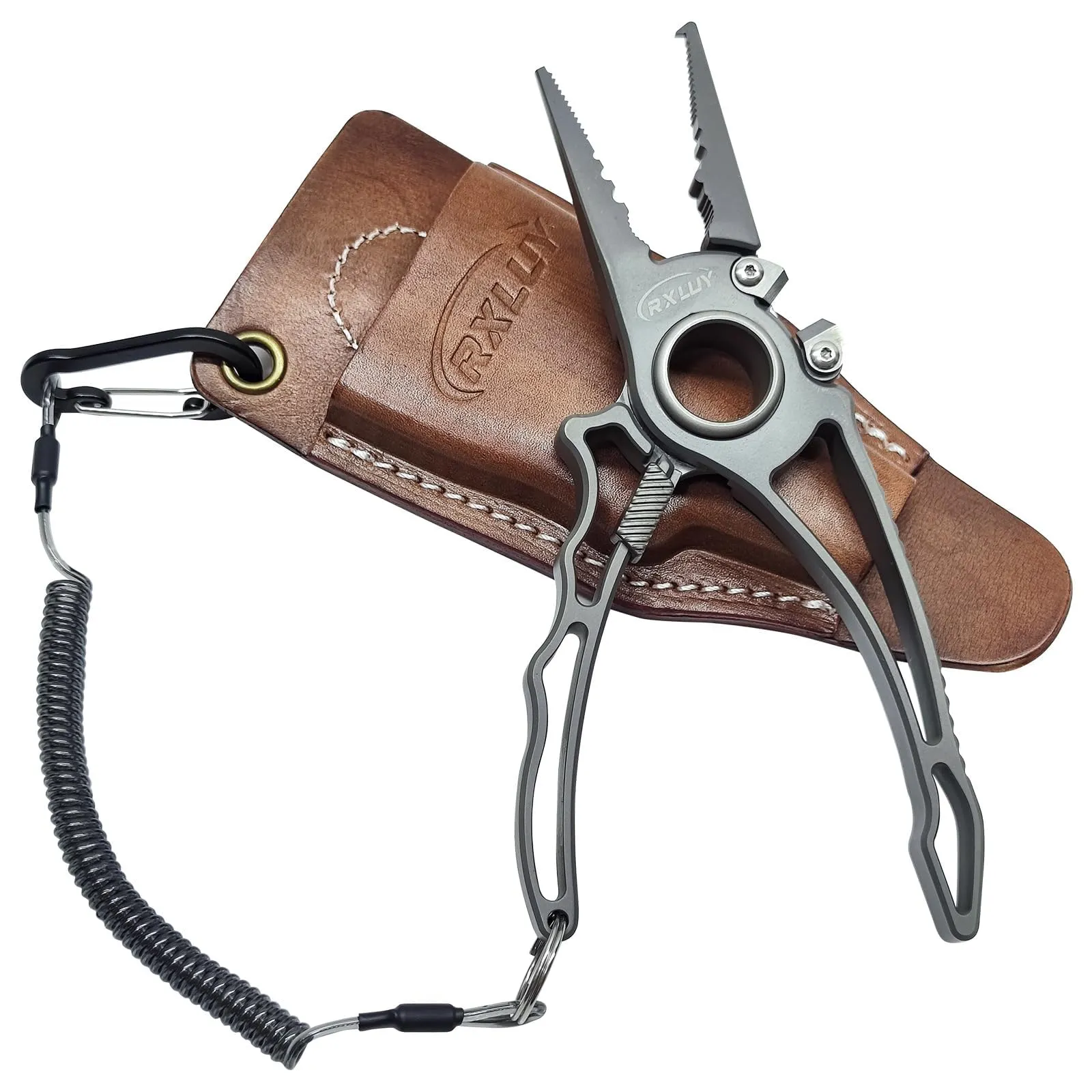 Titanium Fishing Pliers - Premium Saltwater Gear, Tungsten Cutters, Knot Tying Tool, Lightweight