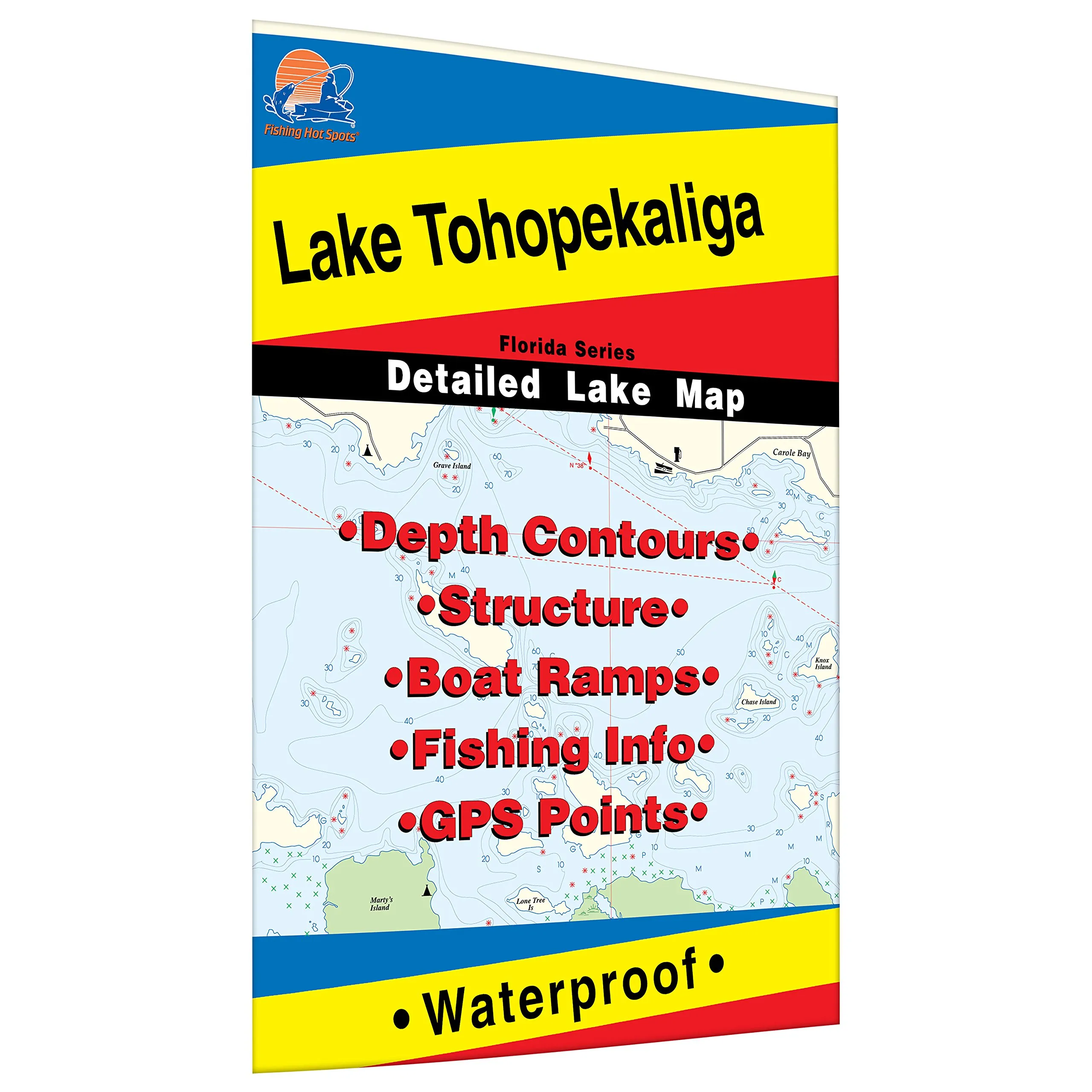 Tohopekaliga Fishing Map - Durable Waterproof Material, Expertly Researched Fishing Areas