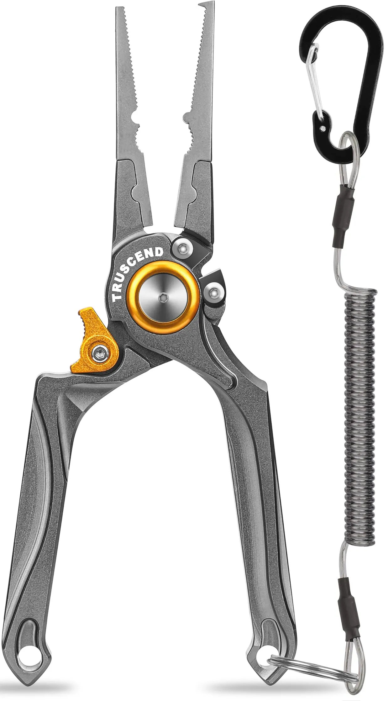 TRUSCEND Lockable Fishing Pliers, Ergonomic, Saltwater Resistant, Multi-Function Tool with Mo-V Cutter